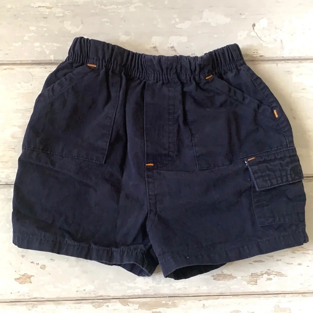 Baby Boy 6m Summer Outfit Shorts & Shirt Set Navy Blue Orange Stripes